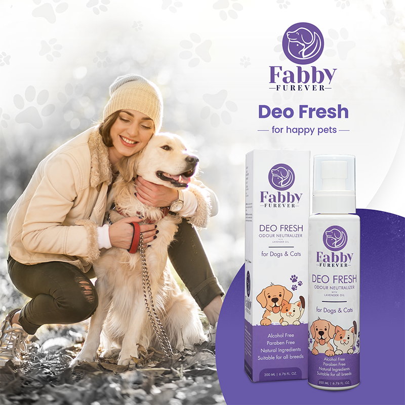 Fabby Furever Deo Fresh Deodorant for Dog, Cats and Pups, Odour Neutralizer with Lavender Oil, Long-Lasting Fragrance Perfume, Freshening Deodorizer Spray for All Breeds, Alcohol & Paraben Free, 200ml