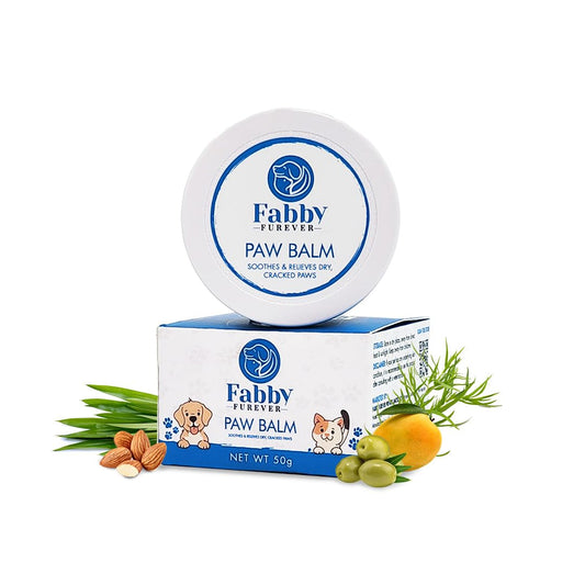 Fabby Furever Paw Balm for Dogs, Cats and Pups, Soothes Moisturizes and Softens Dry Chapped Paws,Dry Itchy Snout & Cracked Elbows, Smooth Paw Butter for All Breed Size, Daily Use Paw Cream, 50gm BUY ONE GET ONE FREE