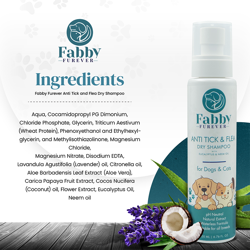 Fabby Furever Anti Tick & Flea Waterless Shampoo(200 ml) with Pet Wipes(10 Wipes), Safe & Gentle Grooming for All Breeds