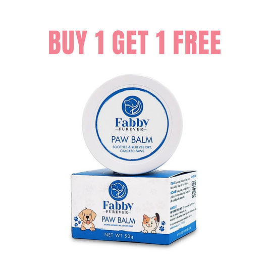 Fabby Furever Paw Balm for Dogs, Cats and Pups, Soothes Moisturizes and Softens Dry Chapped Paws,Dry Itchy Snout & Cracked Elbows, Smooth Paw Butter for All Breed Size, Daily Use Paw Cream, 50gm BUY ONE GET ONE FREE